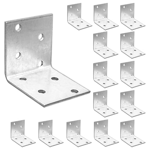 OMIDEAS 15 x Angle Brackets (40 x 40 x 40 x 2) Corner Metal Braces Wood Timber Galvanised Steel Sheet Connecting Joining Fixing L Repair Connector