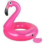 Pink Flamingo Inflatable Ninonly Flamingo Inflatable Pool Float With Drink Holder Pink Inflatable Rubber Ring for Adults Durable PVC Pool Floatie for Pool Parties, Beach & Summer Water Fun (Ages 14+)