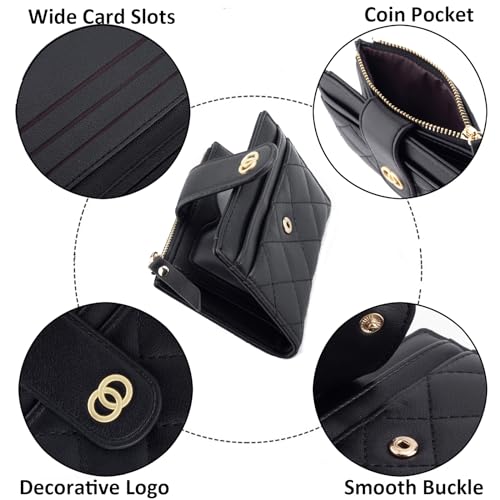 Women's Quilted Card Holder Wallet Small Soft PU Leather Orange Wallets for Women with RFID Blocking and Zip Coin Pocket4