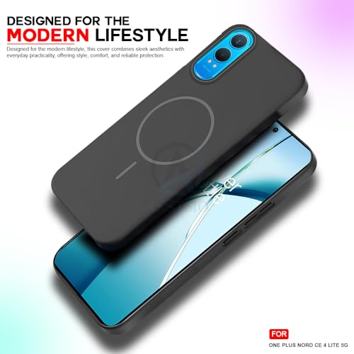 Image of AESTMO Shockproof Back Case Cover for OnePlus Nord CE 4 Lite 5G | Slim Hard Shell | Hard Back Cover for OnePlus Nord CE 4 Lite 5G (Compatible with MagSafe Accessories, Black)