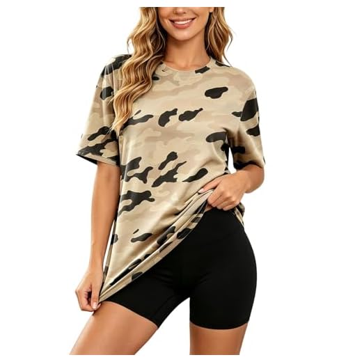 PINTUTU 2026 T‑Shirt Femme Style Militaire Col Rond Manches Courtes Coupe Ample Randonnée QuotidienT-Shirt Femme Classique Polyvalent Quotidien Manches