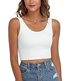 SKIWEND Crop Tops for Women Sleeveless Cute Tops for Women- Halter Scoop Neck Casual Workout Tops- S