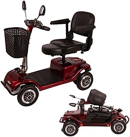 PARREN Mobility Scooter 4 Wheels with Child Seat, Portable Outdoor Power Electric Scooters with Anti-Tip Wheels and Anti-Collision Bumper, Improved Battery for Long Range Driving and Travel, (Red)