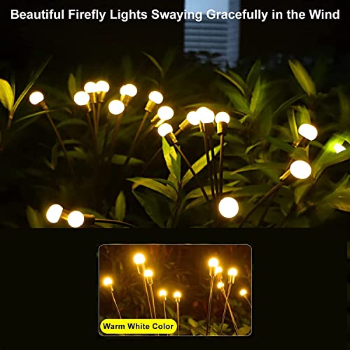 HIRNAYA Solar Powered Light, Swaying Solar Lights, Firefly Lights Solar Outdoor Waterproof, Solar Garden Decorative Lights for Pathway Yard Patio Landscape (1 Set & 6PCS)