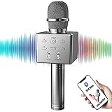♪ 【Bluetooth 5.0 und breite Kompatibilität】 Das Bluetooth Mikrofon verwendet die neueste Bluetooth 5.0 Technologie, um eine stabilere Verbindung (bis zu 30 m) und eine schnellere Kopplung (nur 2 Sekunden) zu ermöglichen. Kompatibel mit Telefon, Pad, PC usw., Wiedergabe über Karaoke Lautsprecher über Bluetooth, TF Karte, Kabelverbindung.