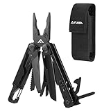 FLISSA 15-in-1 Multi-tool Pliers with Sheath, Portable Pocket Knife with Safety Locking System, Belt Clip and Sheath for Outdoors, Survival, Camping, Fishing, Hunting – Ideal Christmas Gift for Man