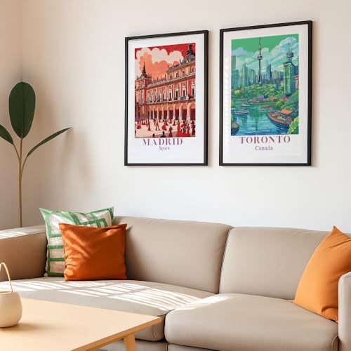 Image of COLOSSAL ART HOUSE Wall Art Set of 2 - 10x13 inch Framed Paintings for Living Room, Bedroom & Home Decor - Modern Wall Decoration for Interior Spaces, Aesthetic & Stylish Design Blue