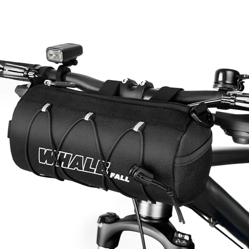 Image of whale fall Bike Handlebar Bag, 2.4L Roll-Style Front Bag for Road and MTB | Elastic cord, 3-point straps, shoulder strap, reflective accents, splash-resistant polyester for daily commute and long rides