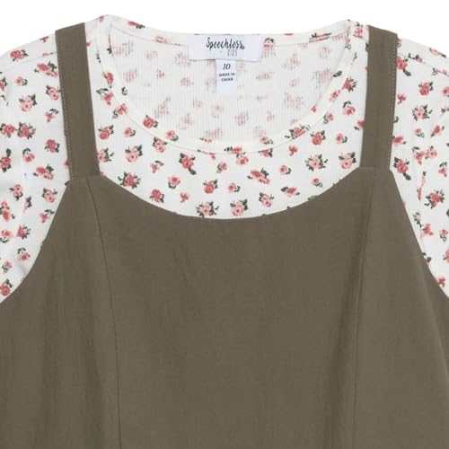 Speechless Girls' 2-Piece Jumper Set with Sleeveless Tiered Dress and Short Sleeve Cotton Tee2