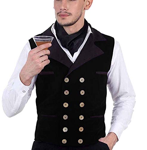 Sxfashbrd Mens Velvet Vests Slim Fit Double Breasted Suit Vests Waistcoat Business Formal Party Dinner Waistcoats