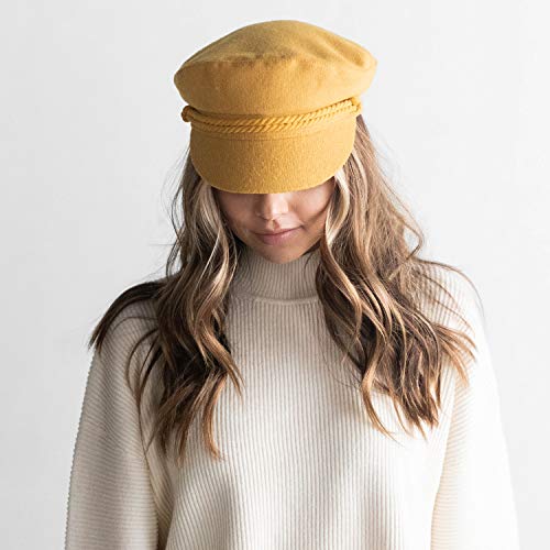 Gigi Pip Fisherman Felt Cap For Women, 100% Wool, Mustard, Small/Med #TOP2