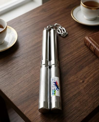 Image of Steel Nunchucks with Chain, Foldable Metal Nunchaku, Martial Arts Training Equipment, Pocket Size