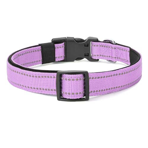 Image of Reflective Dog Collar, Adjustable Nylon for Large Dogs,Lavender