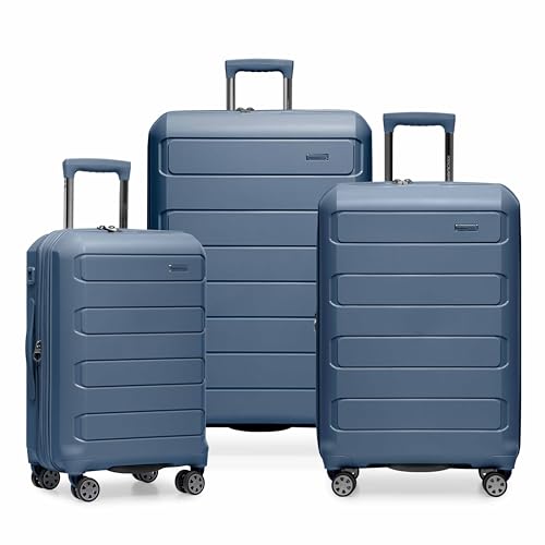 Traveler's Choice Pagosa Hardshell Expandable Luggage with Spinner Wheels, Slate Blue, 3-Piece Set (22/27/30)