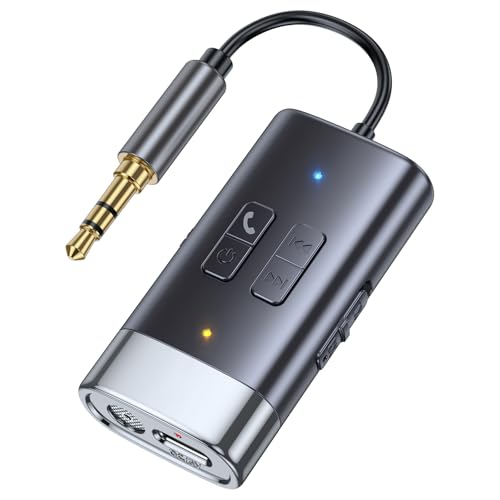 WYYHAA 2 in 1 Bluetooth 5.4 Transmitter Receiver, 3.5mm Aux Wireless Bluetooth Adapter for Headphones Car Home Audio Speaker, Hands-Free Call