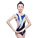 Justaucorps De Gymnastique Rythmique Justaucorps De Gymnastique Artistique Femme Fille Justaucorps sans Manches Haute Élasticité Fait Main Compétition Danse,Bleu,16Years