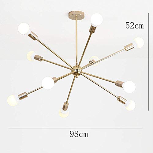 Lámpara de techo industrial vintage con 6 luces doradas Sputnik 4