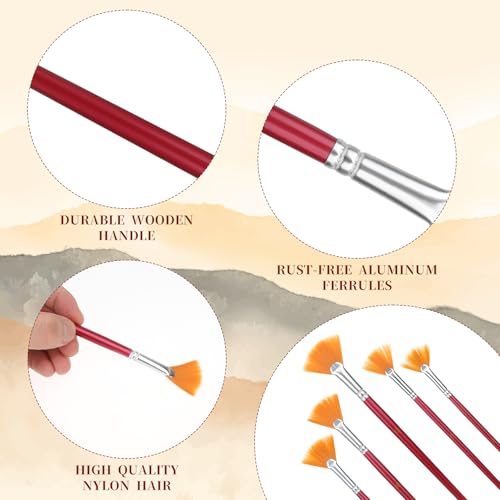 Mozeat Lens 575034_2_CKJKX1DL 5 Pcs Fan Paint Brushes Set Acrylic Paint Brushes Set Professional Soft Anti-Shedding Nylon Hair Fan Paint Brush thumb #2