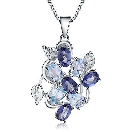 Pendentif topaze bleue naturelle 2,4 ct cadeau d'anniversaire romantique en argent