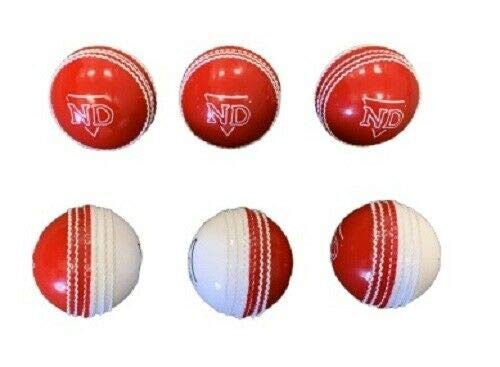 ND Sports Garden Cricket Ball Incrediball training coaching swing Spin stitch Senior (Red, 12 Balls)