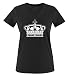 Produktbild Comedy Shirts - Queen - Krone - Damen V-Neck T-Shirt - Schwarz/Silber Gr. S