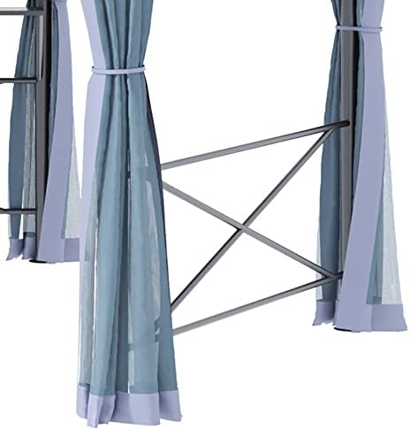 Outsunny 4 x 4.7(m) Patio Metal Gazebo Canopy, Hexagon Shape Garden Gazebo, Outdoor Sun Shade Shelter with 2 Tier Roof, Netting, Steel Frame - Grey