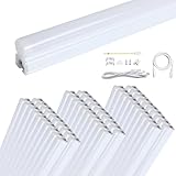 【Alewell 最新節電型】昼光色 高効率照明 LED蛍光灯 器具一体式 40Ｗ型 T5直管 120cm 6000K 14Ｗ省エネ 2600LM 照明器具 電気代約60％カット 広配光 低発熱 ノイズなし PSE済（昼光色-120cm-60本）