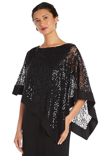 Image of R&M Richards Women's Sequin Lace Poncho Overlay Sheath Dress for Wedding Guest, Cocktail Attire & Evening Occasions