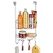 mDesign Steel Over Door Hanging Shower Caddy Storage Organizer with 2 Baskets, 6 Hooks - Shelf Rack for Bathroom - Holds Shampoo, Conditioner, Soap, Towel, Sponge - Draper Collection - Chrome/White