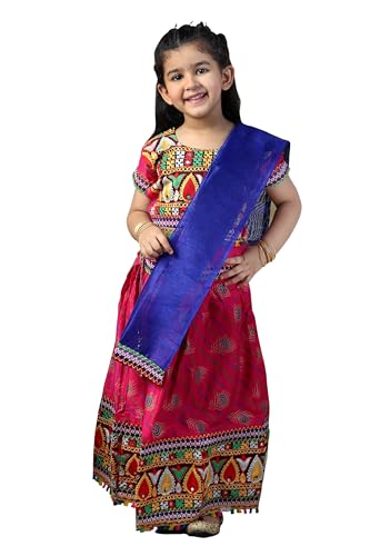 Image of AHHAAAA Kids Embroidered Traditional Ghoomar Lehenga Choli |Chania Choli|Radha Dress|Navratri /Dandiya /Garba Dress with Dupatta for Girls Y0040