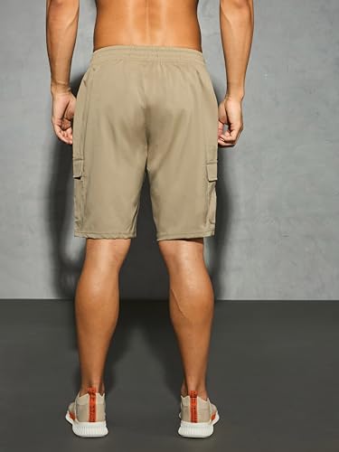 Image of TECHNOSPORT Men's Solid Slim Fit Sports Shorts TS Flexi Quick Dry Polyester Drawstring with Pockets UPF50+ for Gym Running Workout Anti Odour