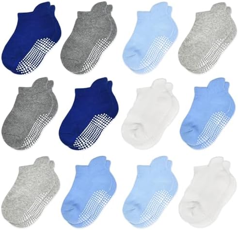 HYCLES Stoppersocken Kinder - 12 Paar ABS Socken Kinder Baby Jungen Kleinkind Rutschfeste Socken für 0-7 Jahre Antirutsch Socken Mädchen