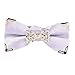 Hello Tie Solid Silver Dot Gold Edge Luxurious Pre-tied Bow Ties, White, One Size