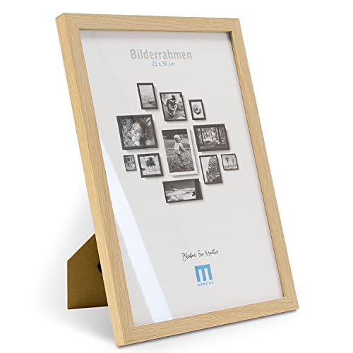 Cadre photo A4 moderne et intemporel, en MDF (naturel) pour de grandes photos et images au format A4,Peut être utilisé comme support de table ou sur un mur, en mode portrait ou paysage.