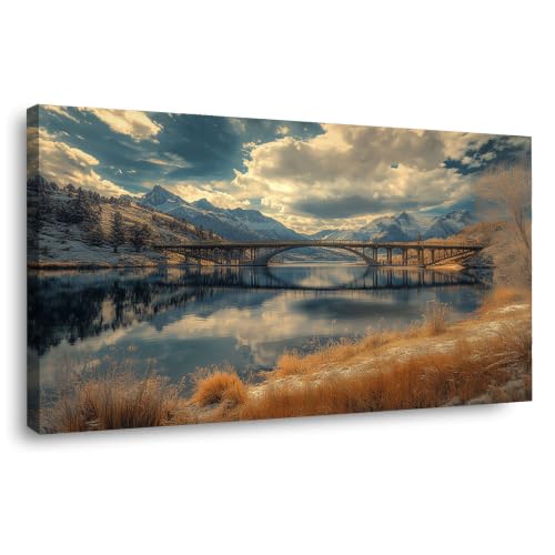 Tableau moderne pont rétro naturel WIKEO décoration murale salon 20x40
