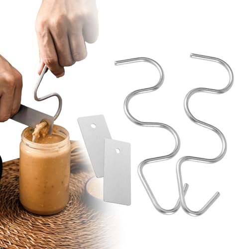 Vresdi Peanut Butter Stirrer - Multifunction Stainless Steel Peanut Butter Mixer Tool Fits 12-30 OZ Jars for Mixing Various, Peanut, Almond, Butter, Jam (2)