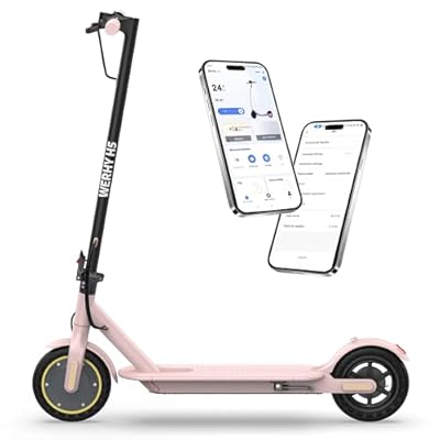 WERHY Electric Scooter, 350W/500W Powerful Motor, 19/22 MPH Max Speed, 15-28 Miles Range, Lightweight Foldable Kick Scooter With Dual Braking Systems, Smart APP