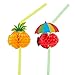 BLUE PANDA Cocktail Straws - 100 Pack, Multicolor, 9.5-Inch, 6 Tropical Designs - Beach Party Straws - Margarita Glasses & Cocktail Decor