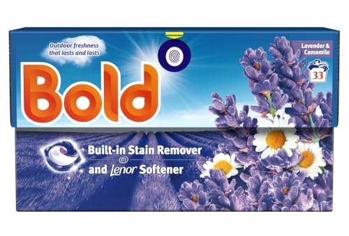 Bold PODS® Washing Liquid Laundry Detergent Capsules 33 Washes, Lavender & Camomile, Outdoor Freshness That Lasts And Lasts, With Built-In Lenor Softener