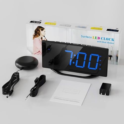 Pplee P-1018I-B-BLUE Super Loud Alarm Clock For Really Heavy Sleeper Adults With Bed Shaker,Plug In Digital Dual Alarm Clock For Deep Sleeper,2Usb Charger Ports,Dimmer,12/24H,Dst,Loudest Simple Clock thumb #8