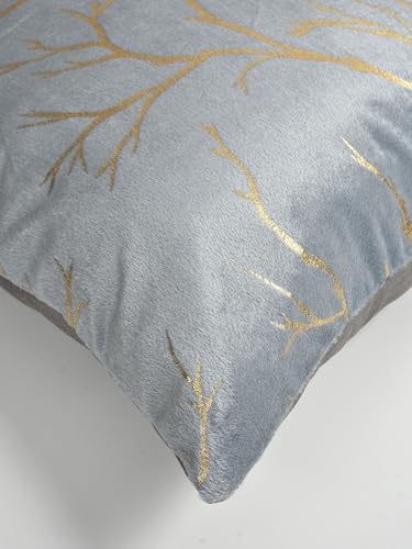 Image of Velvet Foil Cushion Covers 24 inch x 24 inch Set of 5, Grey