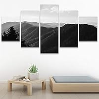 SIGNWIN 5 Panel Canvas Wall Art Monochromatic Mountains for Home Decorations Ready to Hang - 60
