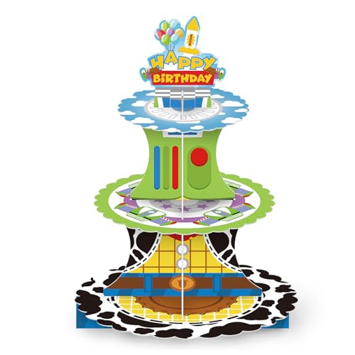 Présentoir à gâteaux à Trois étages sur Le thème « Story Party », décorations « Toy Party », Table à Desserts, Tour à gâteaux, décorations pour fêtes de garçons et de Filles