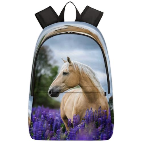 Sac à dos lavande et chevaux pour ordinateur portable en voyage urbain