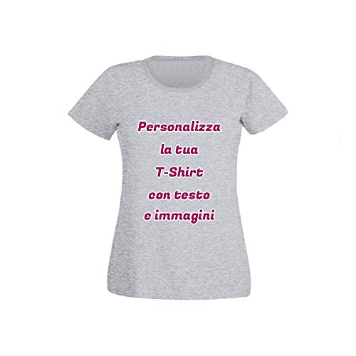 Altra Marca Camiseta de mujer personalizada con texto, fotos e imágenes, gris, XL