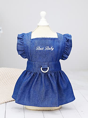 Gorglitter Dog Dress Letter Print Puppy Skirt Cute Doggie Dress Dog Summer Clothes Dog Apparel Blue Medium #TOP1