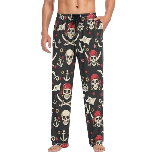 Pirate Rudder Anchor Pajama Pants Rope Skull Lounge Sleepwear PJs Men's Pajama Bottoms Casual Lightweight Sleep Pants S3