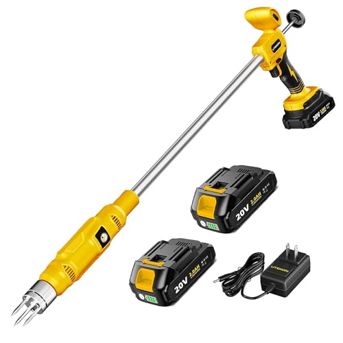 LITEKON Electric Cordless Weed Puller Tool, 20V Battery Powered Stand Up Weeder with 2.0Ah Battery & Fast Charger, Puller Tool with Long Handle, Crabgrass Piller& Dandelion Remover for Garden, Yellow by LITEKON - Used condition - US$65.82