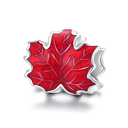 Abalorio de pulsera de plata compatible con Pandora charm de hoja de arce joyería 925