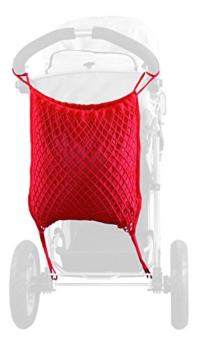 sunnybaby 12176 - Einkaufsnetz, Universalnetz für Jogger - Kinderwagen | mit praktischem Sichtschutz/Innenfutter | universeller Ankerverschluss - Farbe: ROT | Qualität: MADE in GERMANY